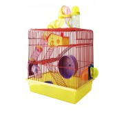 Gaiola Hamster Labirinto 3 Andares Super Luxo Vermelha