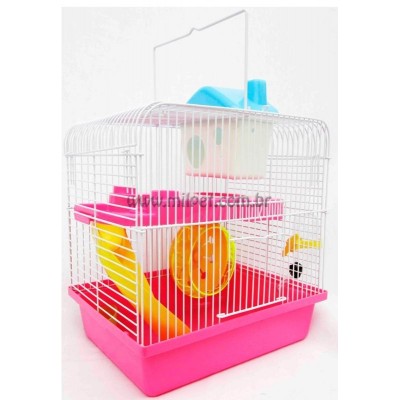 Gaiola De Hamster 2 Andares Rosa