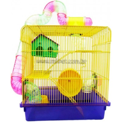 Gaiola Hamster Labirinto 3 Andares Amarela